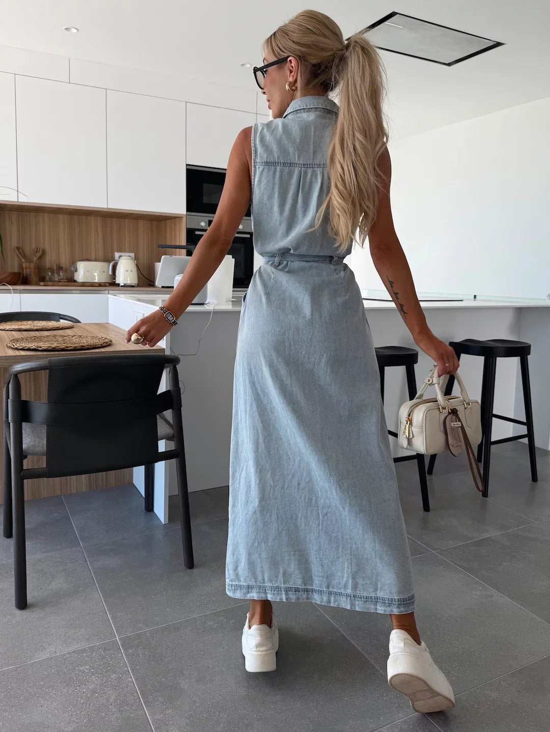 DENISEA™ | Ærmeløs Denim Maxikjole