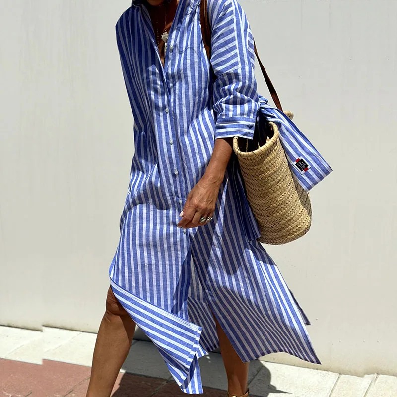 Florine | Robe Blouse Rayée Élégante