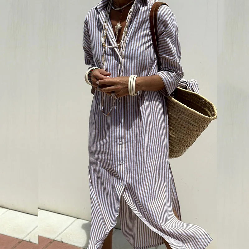 Florine | Robe Blouse Rayée Élégante